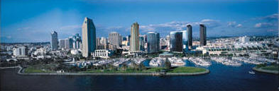 A view of the San Diego Skyline with the Pinnacle in the middle.